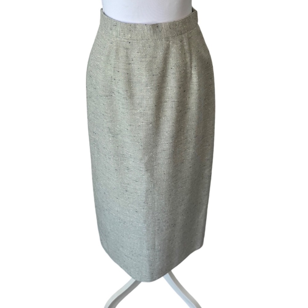 Vintage Pencil Skirt Tweed Grey White Midi Madeleine Size S